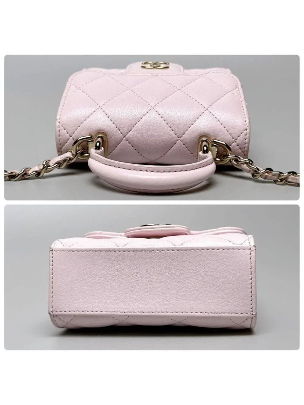 Chanel Mini Quilted Chain Shoulder Bag Pink Lambskin